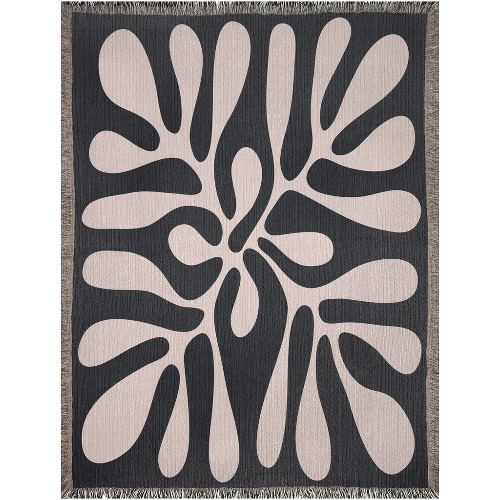 Matisse Inspired Flower Cotton Blanket in Black