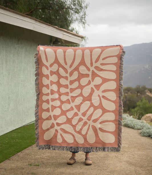 Matisse Inspired Branch Cotton Blanket in Sunrise
