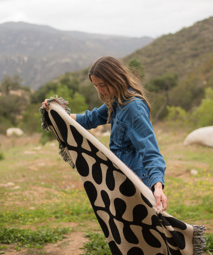 Matisse Inspired Branch Cotton Blanket in Black