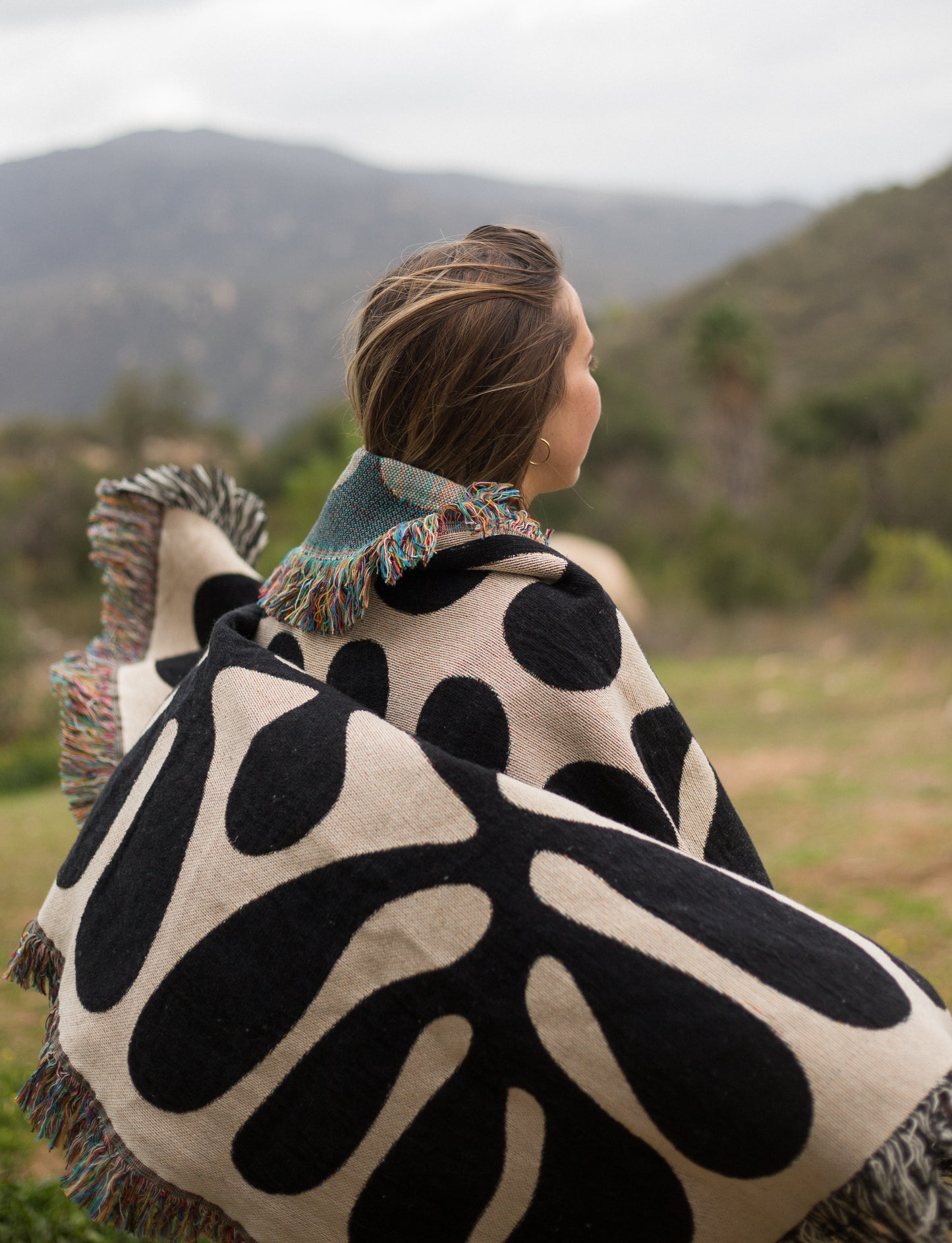 Matisse Inspired Branch Cotton Blanket in Black