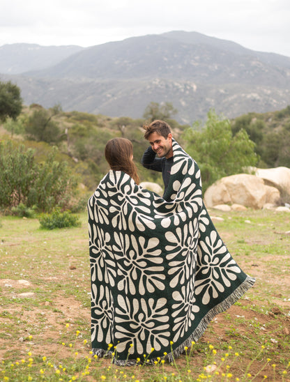 Matisse Inspired Grid Cotton Blanket in White