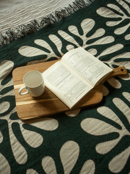 Matisse Inspired Grid Cotton Blanket in White