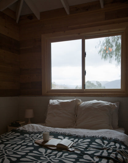 Matisse Inspired Grid Cotton Blanket in White